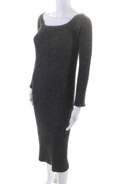 Eleven Six Womens Kiera Mouline Scoop Neck Sweater Dress Gray Alpaca Size Medium