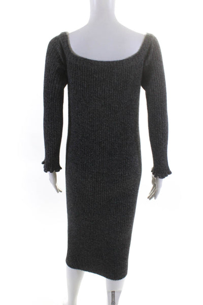 Eleven Six Womens Kiera Mouline Scoop Neck Sweater Dress Gray Alpaca Size Medium