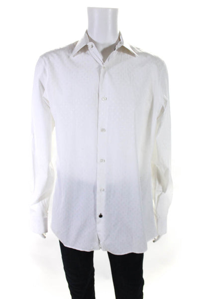 Louis Vuitton Mens Collared Button Down Logo Long Sleeve Shirt White Size 41