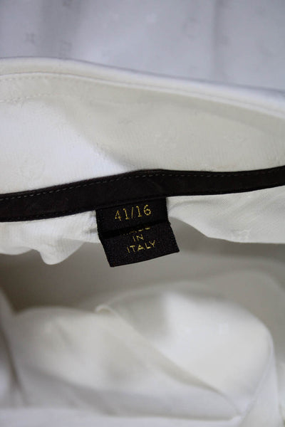 Louis Vuitton Mens Collared Button Down Logo Long Sleeve Shirt White Size 41