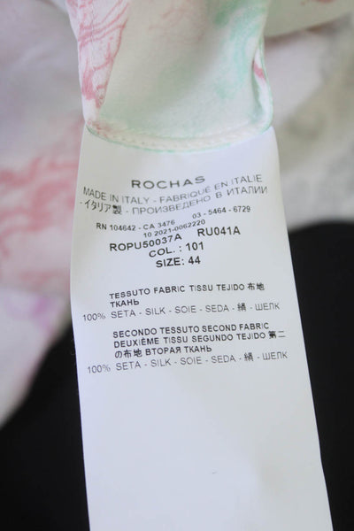 Rochas Womens Silk Floating Jellyfish White Tiered Maxi Dress Size 44
