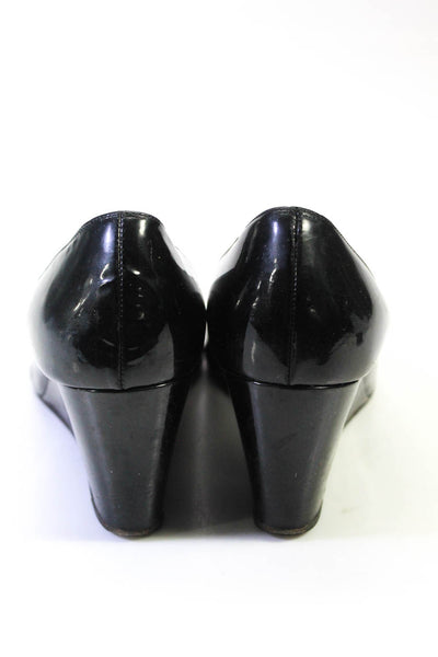 Christian Louboutin Womens Patent Leather Peep Toe Heels Wedges Black Size 9.5