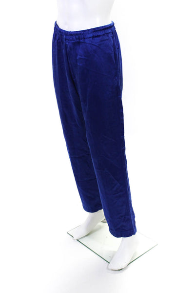 Dries Van Noten Mens Casual Stretch Waist Silk Pants Blue Size 48