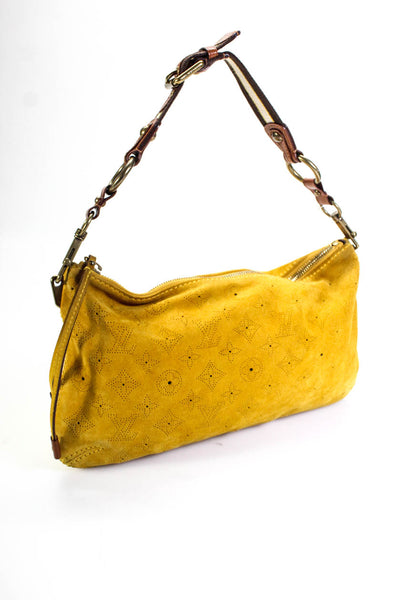 Louis Vuitton Womens Suede Onatah MM Shoulder Handbag Yellow