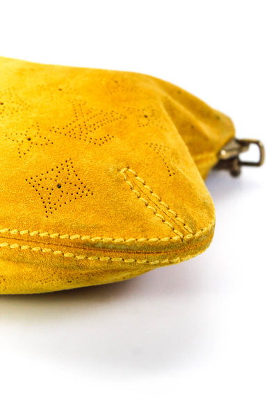 Louis Vuitton Womens Suede Onatah MM Shoulder Handbag Yellow