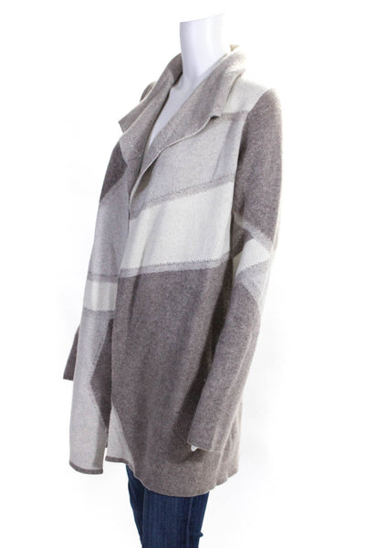 Tahari Womans Cashmere Long Sleeve Wing Neck Gray Cardigan Sweater Size M