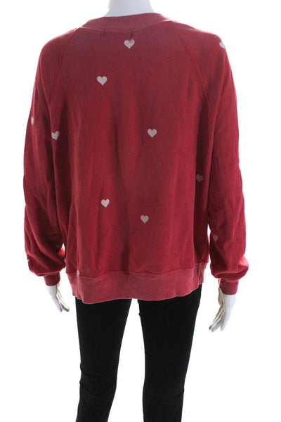 Wildfox Womens Heart Print Crewneck Sweater Pink Size S