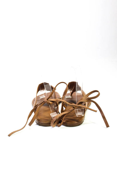 Vince Womens Lace Up Leather Thong Sandals Brown Size 37 7