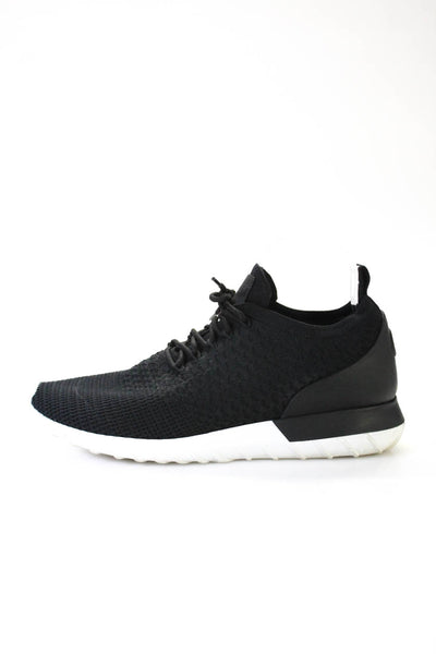 Moncler Mens Lace Up Logo Back Knit Running Sneakers Black White Size 11