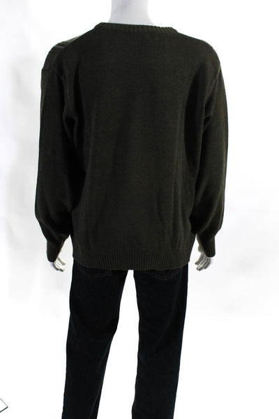 Oscar de la Renta Mens Plaid Crewneck Sweater Olive Green Size XL