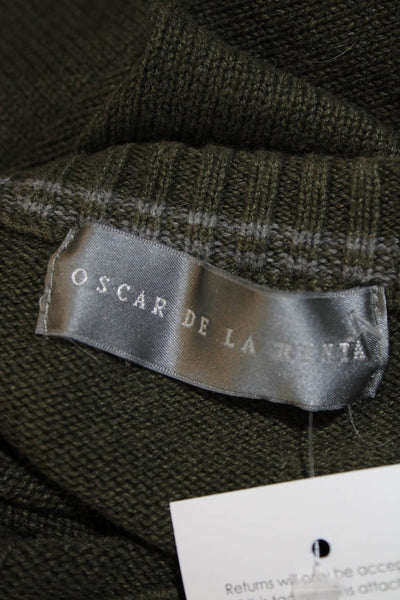 Oscar de la Renta Mens Plaid Crewneck Sweater Olive Green Size XL
