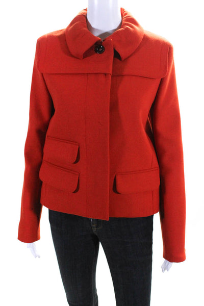 Chloe Womens Button Front Collared Wool Jacket Tomato Red Size FR 38