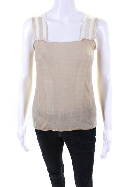 Prada Womens Ruffled Tank Top Beige Wool Size EUR 38