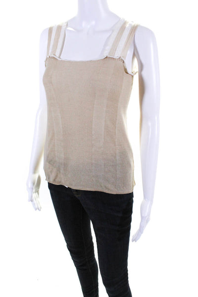 Prada Womens Ruffled Tank Top Beige Wool Size EUR 38