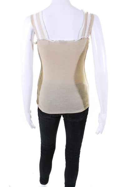 Prada Womens Ruffled Tank Top Beige Wool Size EUR 38