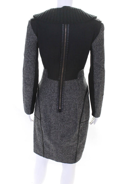 Sport Max Womens Back Zip Long Sleeve Sheath Dress Gray Wool Size 6