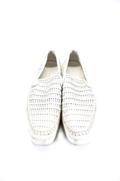 Vince Women's Slip On Platform Woven Detail Sneakers White Size 8.5