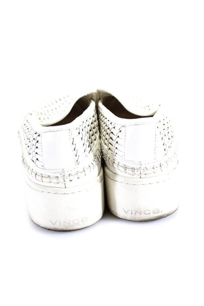 Vince Women's Slip On Platform Woven Detail Sneakers White Size 8.5