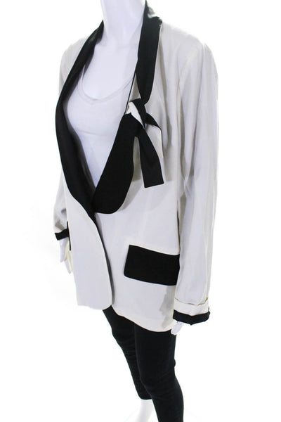 MM6 Maison Margiela Womens Woven Satin Shawl Collar Blazer White Size 42