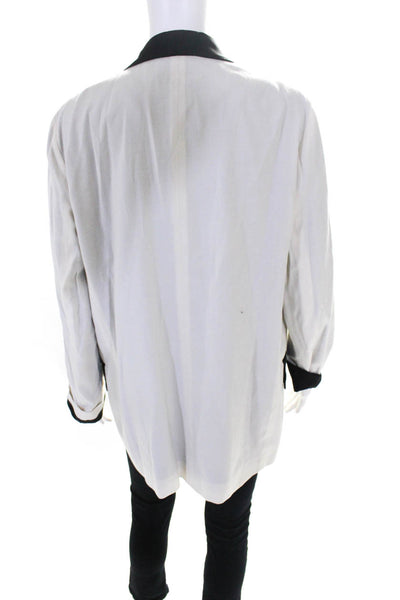 MM6 Maison Margiela Womens Woven Satin Shawl Collar Blazer White Size 42