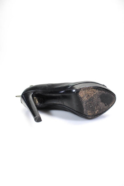 Miu Miu Womens Leather Peep Toe Lace Up Ankle Boot Pumps Black Size 38.5 8.5
