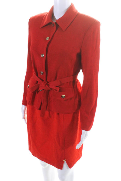 St. John Collection By Marie Gray Womens Santana Knit Skirt Suit Red Size 4 6