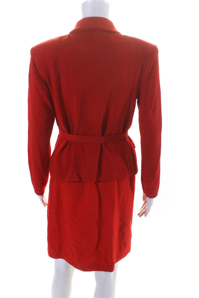 St. John Collection By Marie Gray Womens Santana Knit Skirt Suit Red Size 4 6
