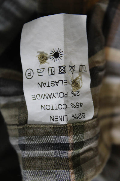 Giannetto Men's Button Down Shirt 21291 Spt Sht S'22 - 2-brn pld lin - M Medium