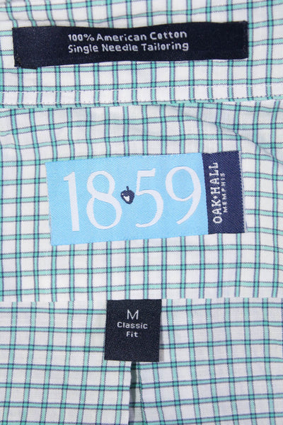 1859 Oak Hall Men's Button Down Checkered Shirt Nicholas - Teal - M