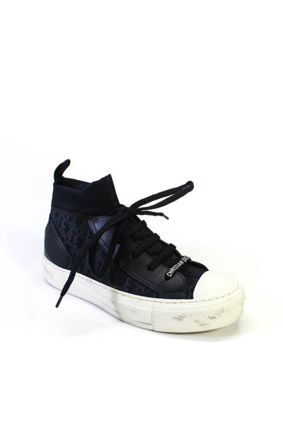 Christian Dior Womens Monogrammed Lace Up High Top Sneakers Black Size 36