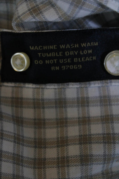 Scott Barber Men's Plaid Button Down SCO Assorted LS Wovens - Khaki Size Large