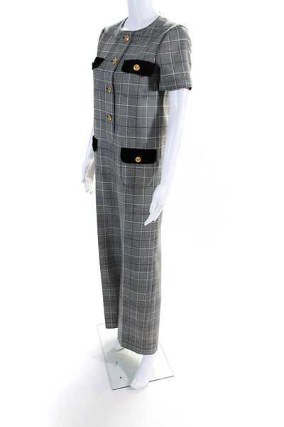 Gucci Womens Plaid Wool Prince of Wales Jumpsuit Gray Size 36