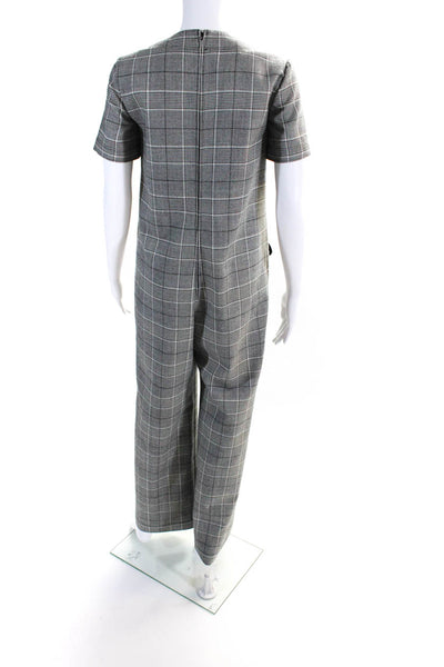 Gucci Womens Plaid Wool Prince of Wales Jumpsuit Gray Size 36
