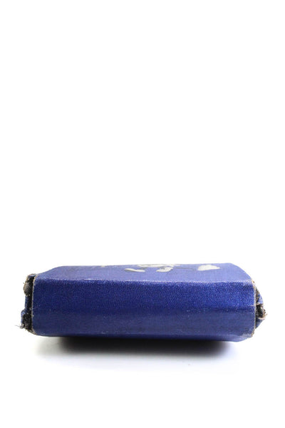 Designer Womens Vintage Mini Painted Kiss Lock Tote Handbag Wallet Blue