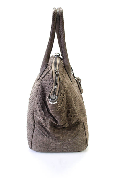 VBH Womens Zip Top Large Double Zip Python Brera 34 Satchel Handbag Brown