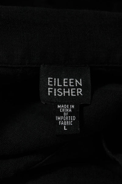 Eileen Fisher Women's Button Down Collared Shirt Black Size Large
