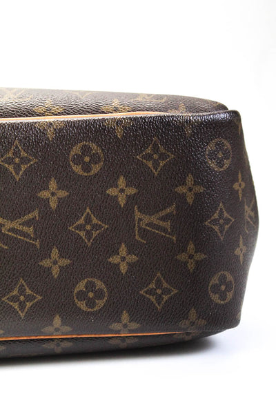 Louis Vuitton Womens Deauville Monogram Canvas M47270 Tote Handbag Brown Leather