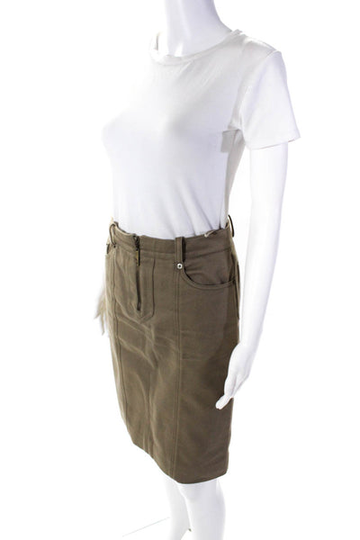 Louis Vuitton Womens Zip Front Cotton Knee Length Skirt Pants Beige Size 38