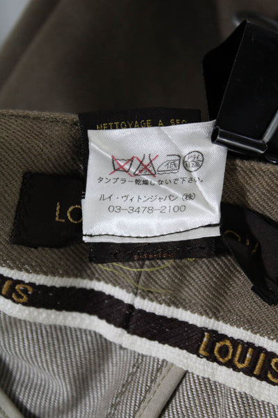 Louis Vuitton Womens Zip Front Cotton Knee Length Skirt Pants Beige Size 38