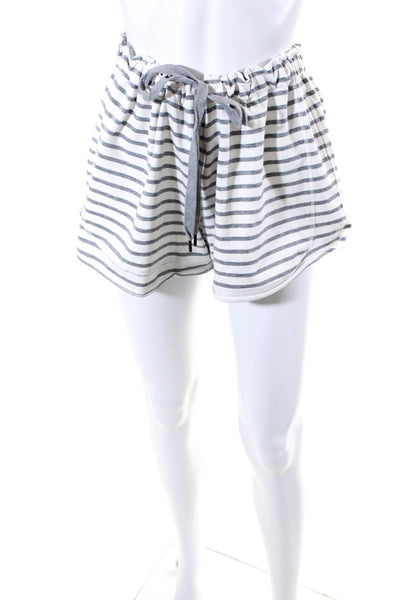 Sundays Womens Elastic Drawstring Striped Casual Shorts White Size 3