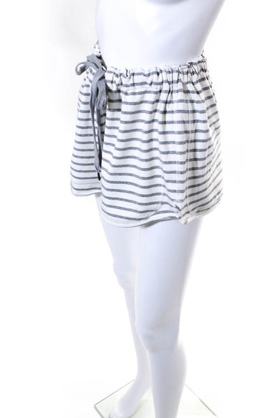 Sundays Womens Elastic Drawstring Striped Casual Lounge Shorts White Size 2