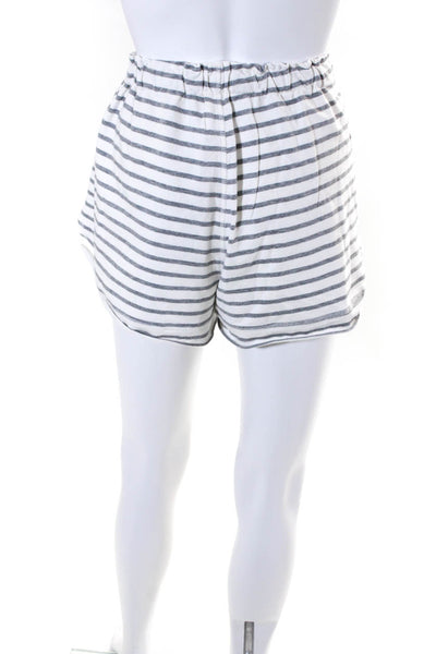Sundays Womens Elastic Drawstring Striped Casual Lounge Shorts White Size 2
