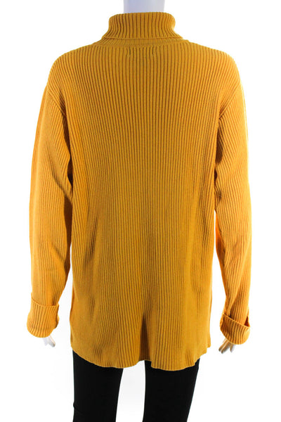 Ralph Lauren Polo Jeans Womens Ribbed Turtleneck Sweater Yellow Cotton Size Larg