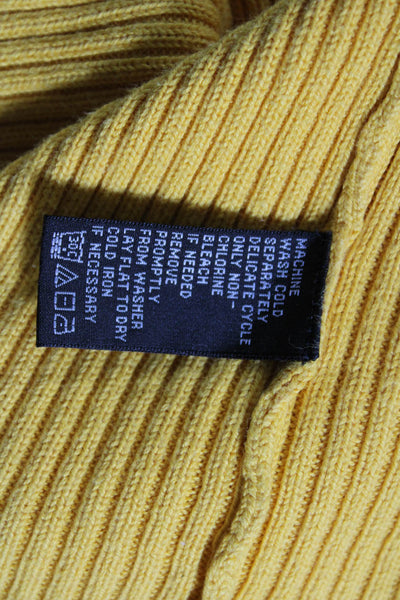 Ralph Lauren Polo Jeans Womens Ribbed Turtleneck Sweater Yellow Cotton Size Larg