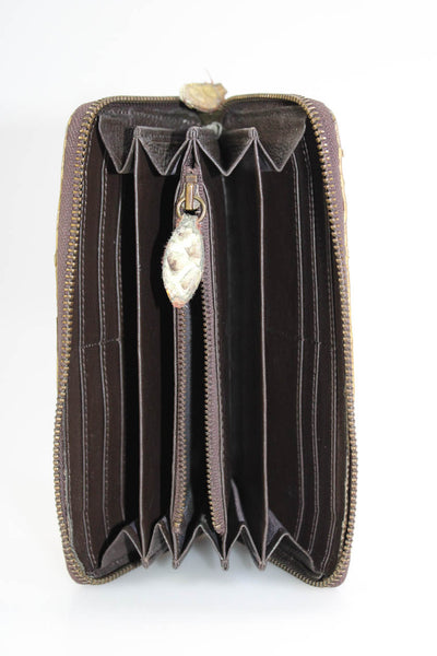 Designer Womens Python Leather Full Zip Wallet Beige