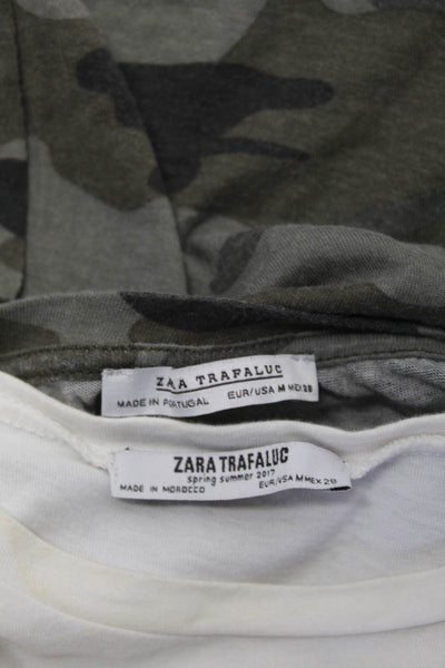 Zara Womens Camo Striped Abstract Shirts Dress Green Black White Size M/L Lot 5