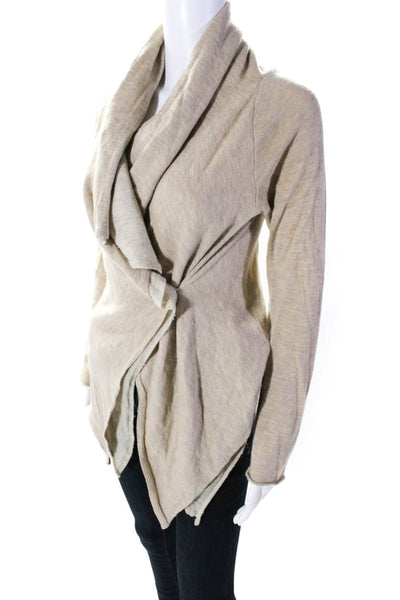 Moth Anthropologie Womens Waterfall Wrap Cardigan Beige Size Small