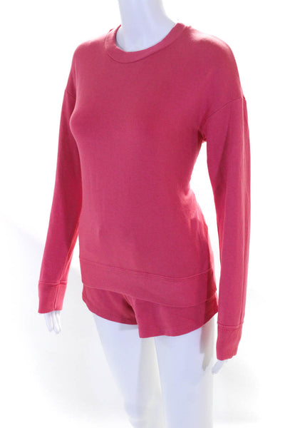 Stateside Womens High Waist Shorts Crew Neck Sweater Set Pink Size Extra Small