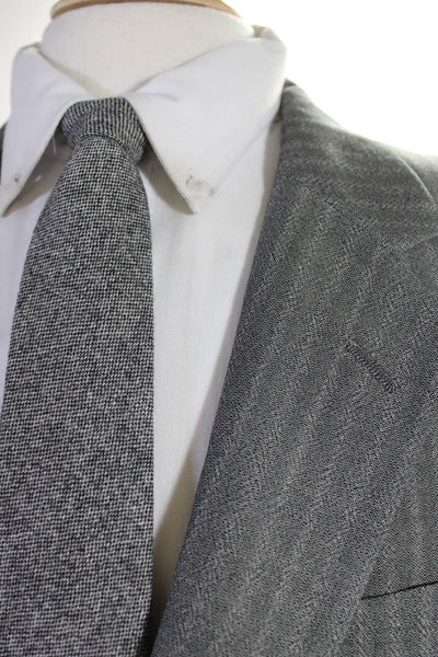 Christian Dior Mens Striped Two Button Blazer Jacket Gray Wool Size 40 Long