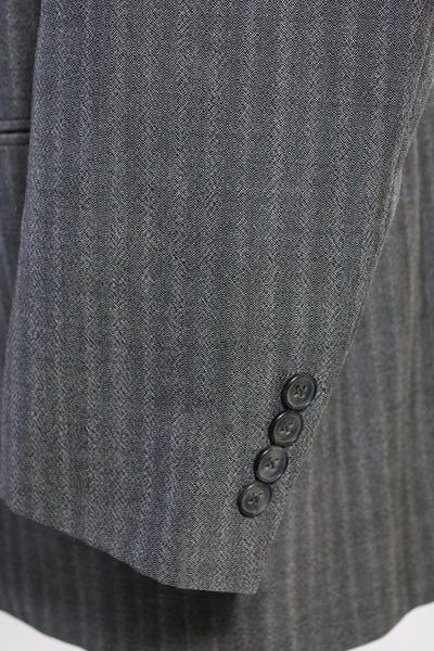 Christian Dior Mens Striped Two Button Blazer Jacket Gray Wool Size 40 Long